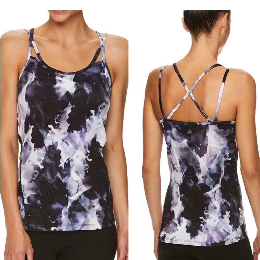 GAIAM Fitted Black and Purple Tank Top